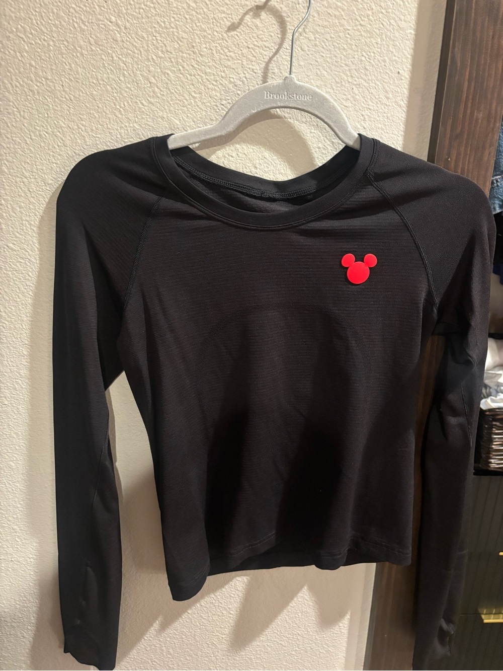 lululemon athletica Black Long-Sleeve Tee with Red Mickey Accent